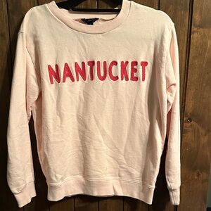 J. Crew Light Pink Crewneck Sweatshirt with Red 'Nantucket' Applique